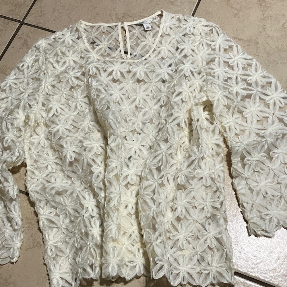 Cato Cream Floral Lace Blouse
